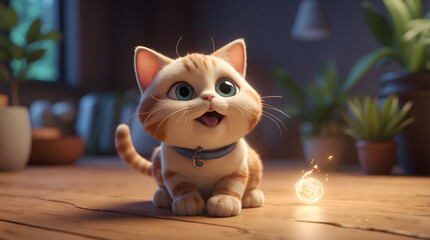 Fototapeta premium cute 3d cat
