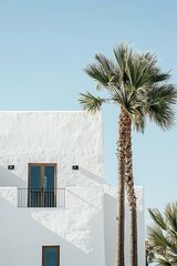 Andalusian old house with palm trees