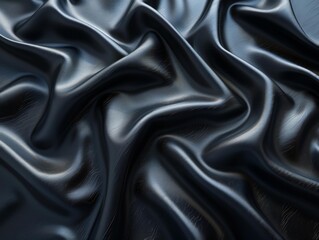 Obraz premium Shiny Black Fabric Texture Close-Up