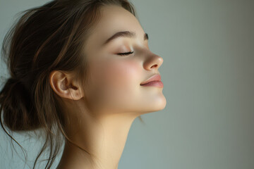 Fototapeta premium A close up of a girl's face with her eyes closed