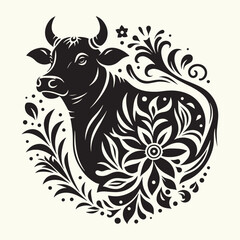 Indian Cow Silhouette Vector Illustration Design