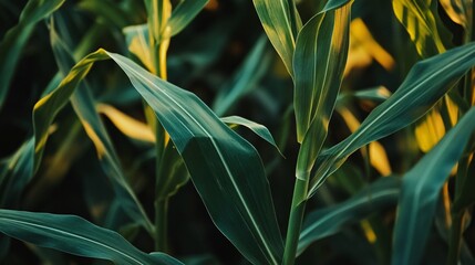 Detailed shots of corn stalks and leaves, emphasizing the beauty and intricacy of the plants