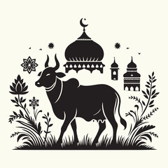 Indian Cow Silhouette Vector Illustration Design © Alivio Arts