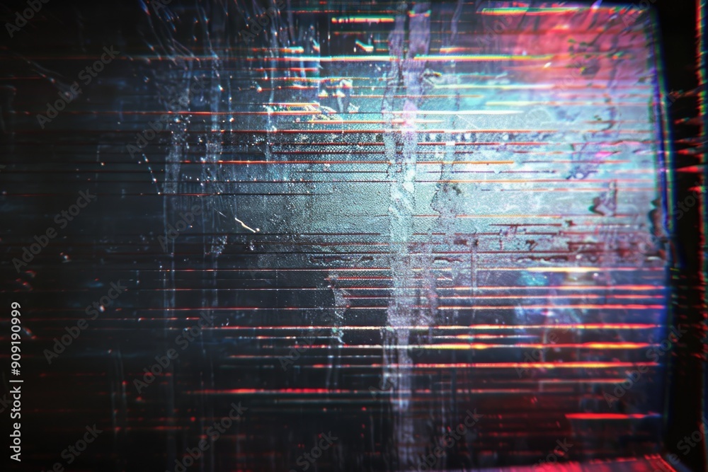 Poster A close-up view of a television screen with a blurry background, ideal for use in media-related projects or as a design element