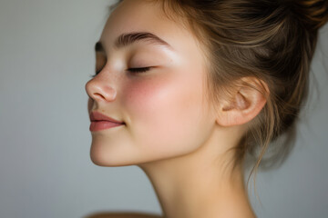 Fototapeta premium A close up of a girl's face with her eyes closed