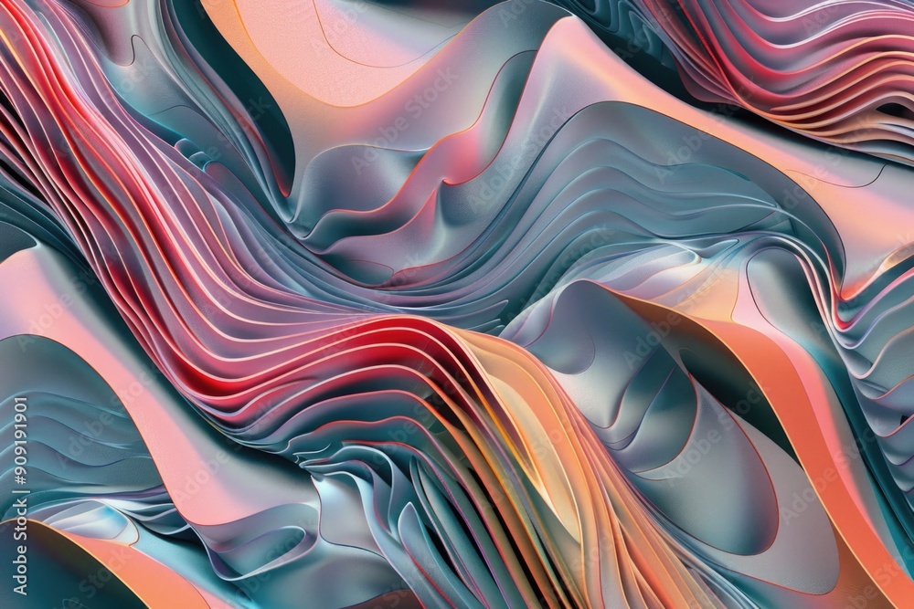Poster Digital artwork featuring a repeating wave pattern