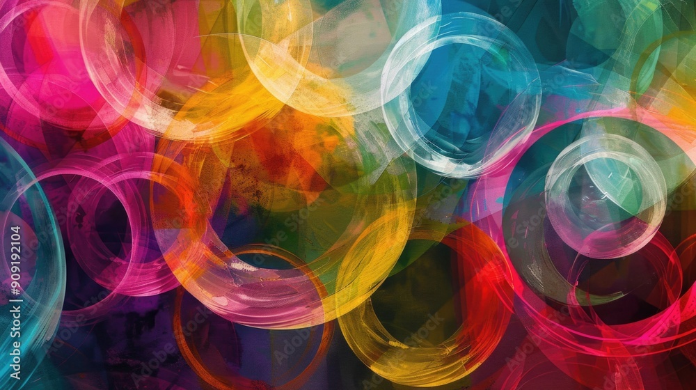 Poster A group of vibrant circles against a dark backdrop, perfect for use in designs where you need to grab attention