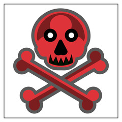 Horror Human Skeleton and Bones Skull Vector Dead Shape Vintage Anatomy Style with Cross Bone