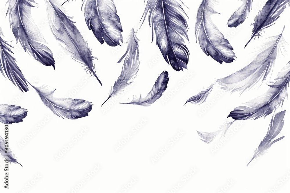 Poster a collection of feathers suspended in mid-air, creating a whimsical scene