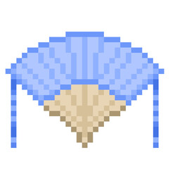 Pixel illustration of a blue Asian fan