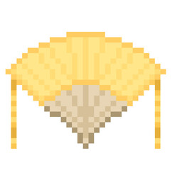 Naklejka premium Pixel illustration of a yellow Asian fan