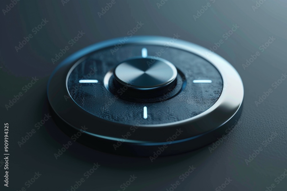 Poster A close-up shot of a single button on a table surface