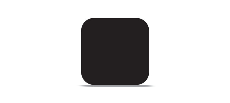Black abstract app icon, blank button template with realistic shadow and transparent background.Vector illustration.