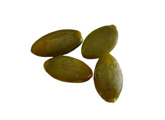 Fresh green sunflower seeds isolated on white stone background.