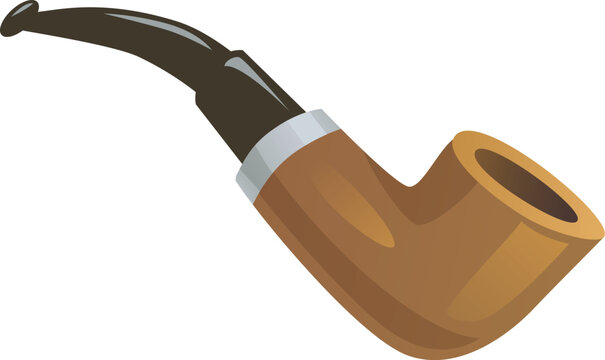 Smoking pipe cartoon icon. Retro nicotine addiction accessory