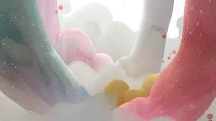 Pastel Abstract Landscape with Soft Shapes.