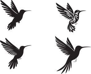 hamming birds on silhouette vector art of illustration with white background.

