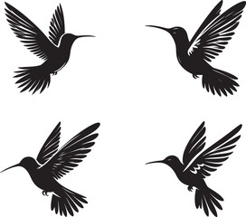 hamming birds on silhouette vector art of illustration with white background.

