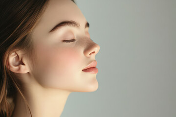 Fototapeta premium A close up of a girl's face with her eyes closed