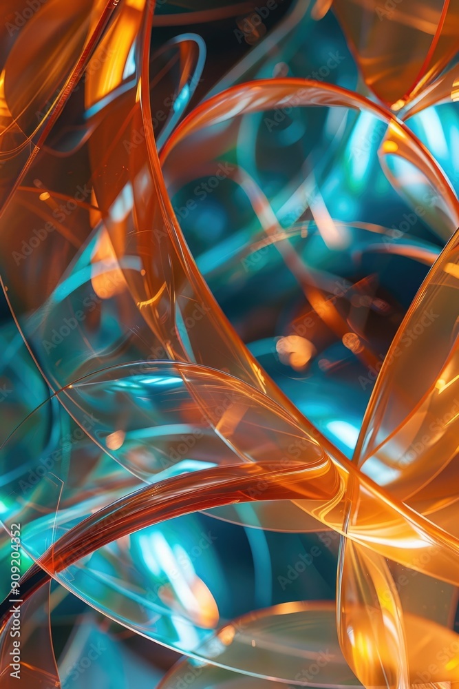 Aufkleber a close-up of colorful circular patterns in orange and blue hues