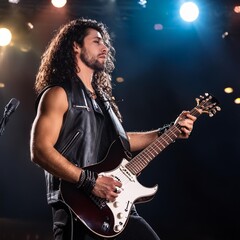 Fototapeta premium metal rock guitarist, AI generated