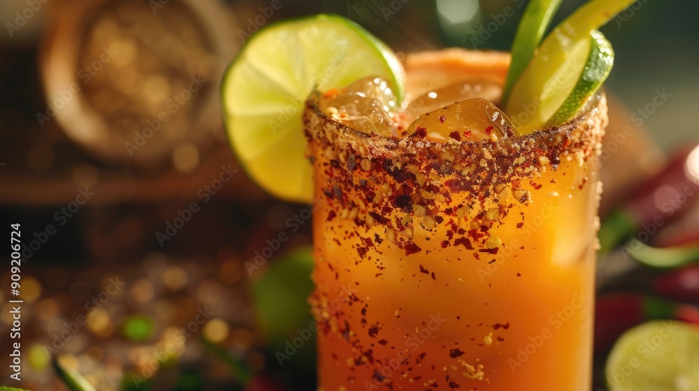 Poster close-up photo of a refreshing beverage with a citrusy twist, perfect for advertising or editorial u