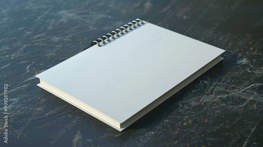 Poster A notepad sits on top of a table, ready for writing or note-taking