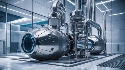 Fototapeta premium Advanced Carbon Capture Technology in a Futuristic Industrial Facility