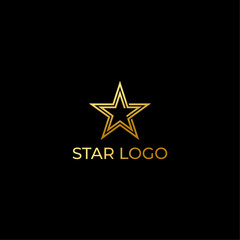 Luxury Gold Star logo design concept isolated on black background.