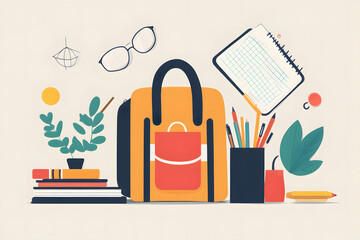 Illustration of objects for back to school. Back to school concept.