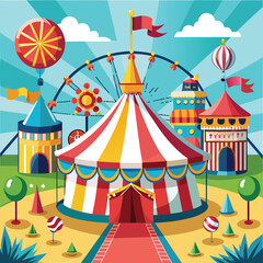 Vector of Circus, fun fair, amusement park theme template, festive template