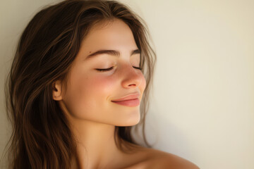 Fototapeta premium A close up of a girl's face with her eyes closed