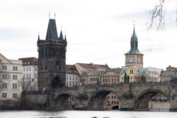Fototapeta premium Charles Bridge in Prague, Czech Republic, in Winter