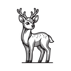 Deer line art coloring page vector illustration