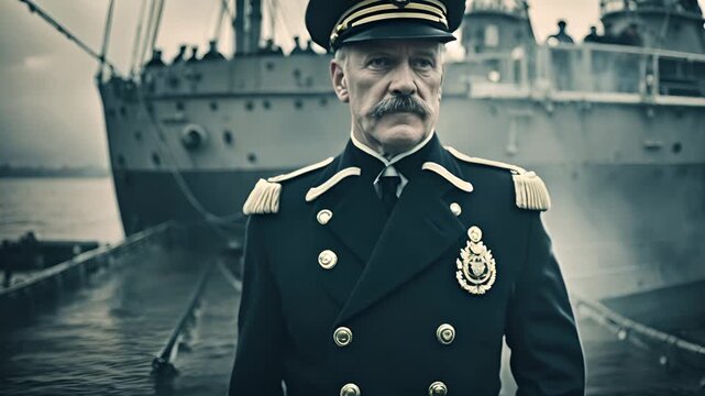 man in retro ship captain uniform