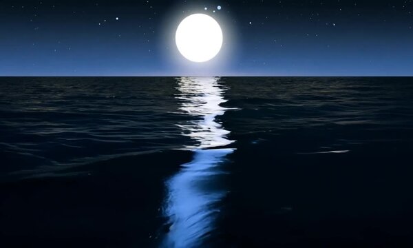 A romantic scene. Moonlit path on the sea