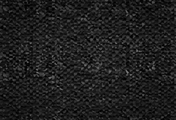 Fototapeta premium A textured black surface with wavy, undulating patterns resembling crumpled fabric or paper. The design creates a sense of depth and movement, ideal for backgrounds or abstract art.
