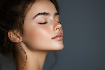 Naklejka premium A close up of a girl's face with her eyes closed