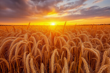 Wheat field at sunset