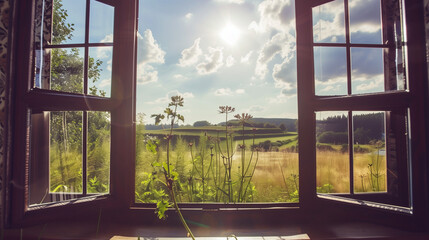 Countryside view outside the window