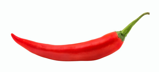 Red hot chili pepper isolated on white background with clipping path