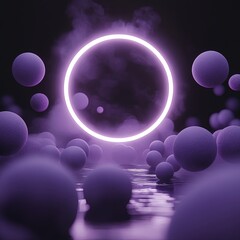 Fototapeta premium Abstract Purple Spheres with Glowing Ring