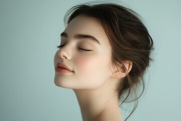 Fototapeta premium A close up of a girl's face with her eyes closed