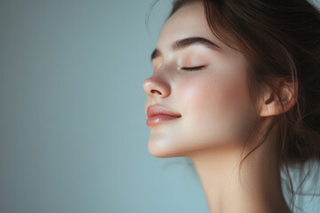 Fototapeta premium A close up of a girl's face with her eyes closed
