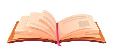 Open book with turning pages. Vector drawn icon on white background