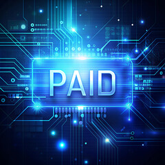 Digital "Paid" Symbol, Futuristic and Secure Online Payment