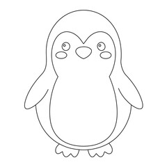 penguin hand-drawn outline for coloring book