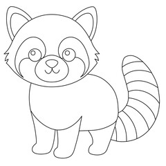 Red panda hand-drawn outline for coloring book