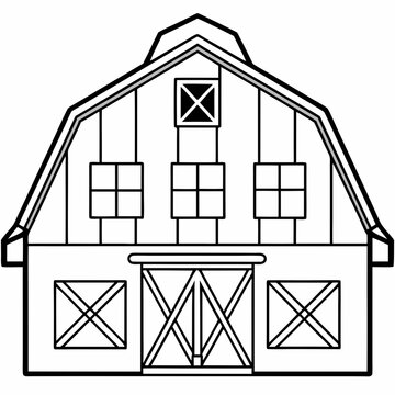 recommend clip art: Barn line art vector