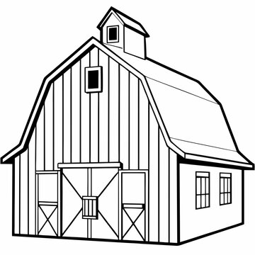 recommend clip art: Barn line art vector